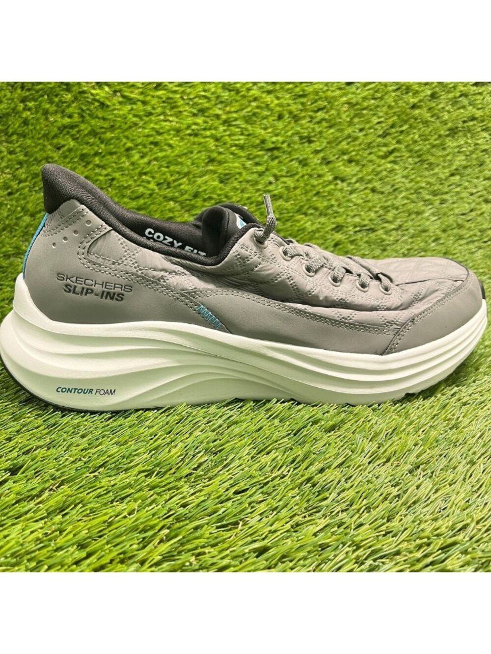 Skechers Contour Foam-Cozy Men Size 9 Gray Black Athletic Running Shoes Sneakers